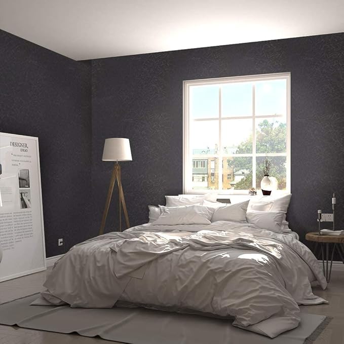 Abyssaly Black Silk Wallpaper Peel and Stick 15.7" X 196.8" Embossed Self - Image 5