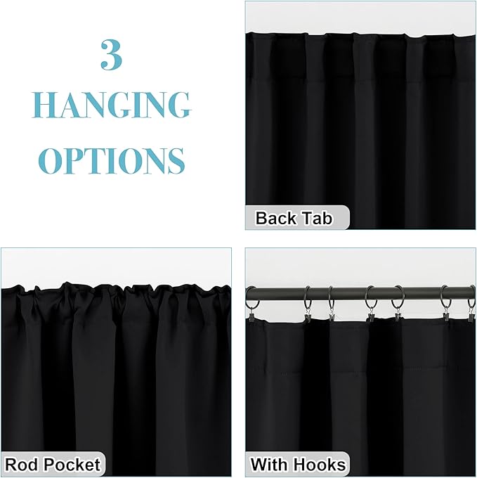 RYB HOME Blackout Curtains for Bedroom, Back Tab Curtain Drapes for Dining - Image 6