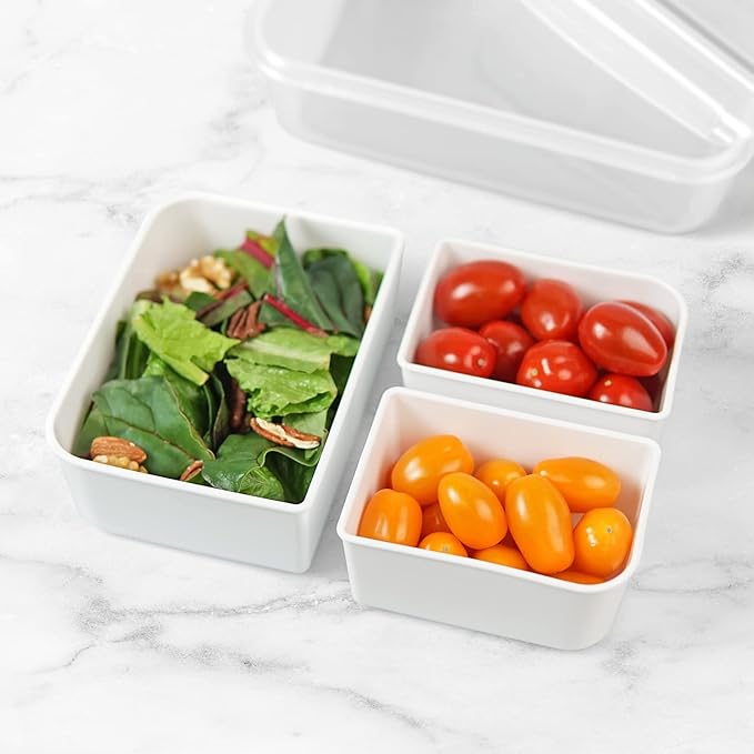 carrotez Food Storage Container with 3 Removable Compartments, Food Prep Container with Airtight Lids, Portion Control Container, Reusable, BPA Free, 6.3 Cup (1500ml)