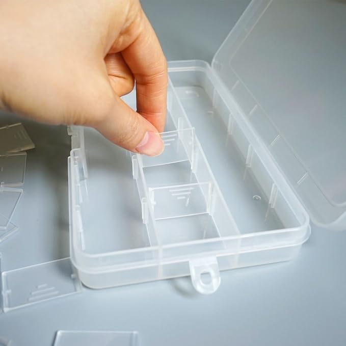 4 Pcs 15 Grids 6.85 Inch x 3.85 Inch Adjustable Small Removable Clear Plastic Jewelry Organizer Divider Storage Box Jewelry Earring Tool Containers (4pack(15-Grid ))