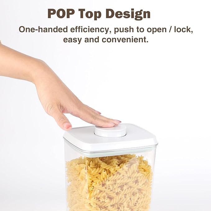 Melovom Pop Food Storage Containers Set Airtight Food Storage Containers with Pop Lids, Kitchen Pantry Organization and Storage, BPA Free, 2 x 2.8Qt