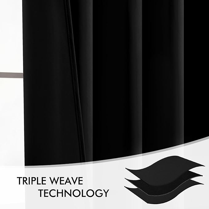 MIULEE Black Back Tab Blackout Curtains 104 Inch Length 2 Panels Set - Image 7