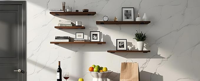4 Pack - 8 inch Black Hidden L Shelf Bracket Iron Floating Shelf Brackets - Image 8