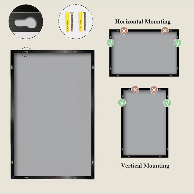 Koonmi Black Mirrors for Wall, 36x60 Inch Bathroom Mirror, Rectangular Wall - Image 8