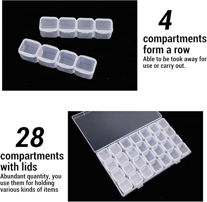 Gem Organizer, Segbeauty Clear Bead Container 28 Compartments with Secure Lids, Removable Tiny Jewelry Storage Box, Transparent Jewelry Organizer for Seeds Craft Making Accessories