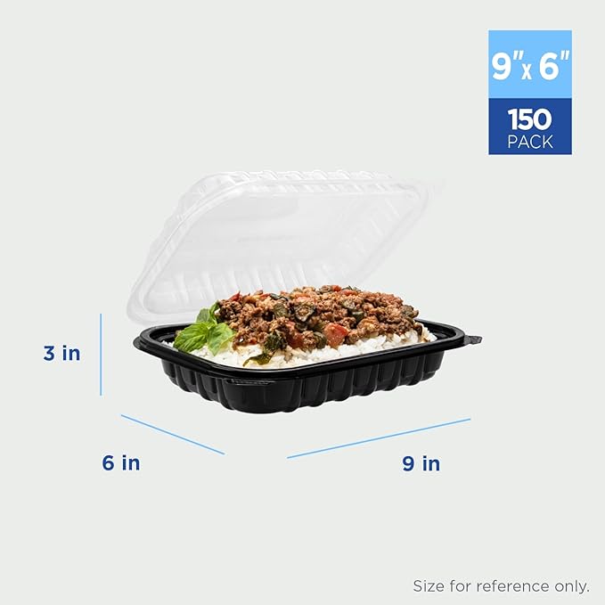 Karat Premium PP Hinged Container, Take Out Food Containers - Case (9"x6", 1 compartment)