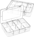 2 Pack 8 Grids Bead Organizer and Storage, Plastic Organizer Box with Removable Dividers and Labels for Jewelry Crafts Small Parts Electronics Tackle Boxes (2)