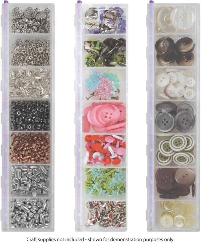 Craft Mates Bead Organizer and Plastic Storage Containers for Crafts, Buttons, Pins and More, 7 Locking Compartments (3XL)