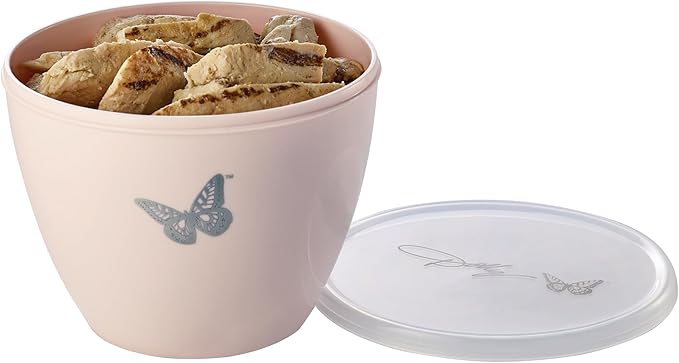Dolly Parton Prep Bowl Set with Lids – 4-Piece Blush Butterfly Design, Airtight Storage, Mixing and Serving Bowls, Dishwasher Safe, 1–4 Cup Sizes