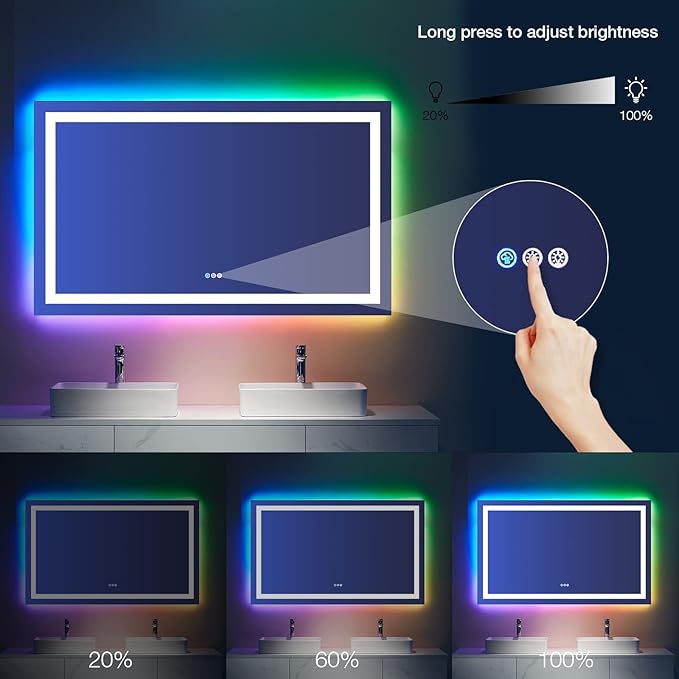 LOAAO 55”X36“ RGB LED Bathroom Mirror - Image 5