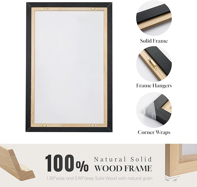 Large Framed Green and White Abstract Wall Art - Image 6