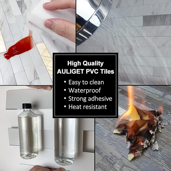 AULIGET Peel and Stick Backsplash, PVC Mixed Metal Stick on Bathroom Backsplash - Image 5