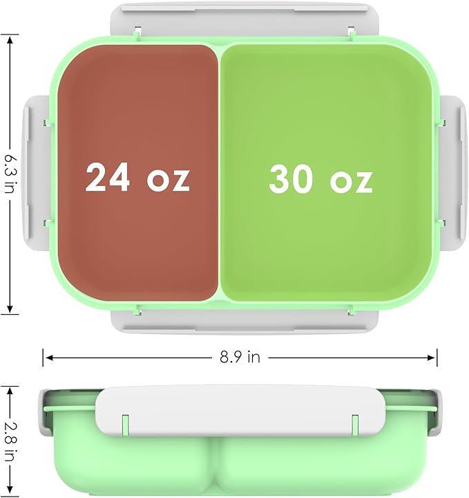WHALEHOUSE Large Capacity Bento Lunch Box for Adult, 1600ML 2 Compartments Meal Prep Container with Utensil, Airtight Food Storage Container with Snap Locking Lids, Microwave/Dishwasher/Freezer Safe