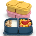 ICEROYCE 3 Pack Reusable Silicone Snack Containers with Lids, 2 Compartment Leakproof Food Storage Containers, BPA-Free Portable Snack Boxes for Lunch, School, Adults