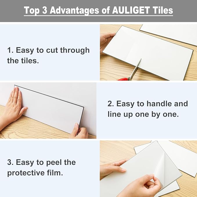 AULIGET 2-Piece Rust Slate Peel and Stick Backsplash Wall Tiles, Laundry Room - Image 7