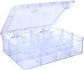 Plastic Organizer Tackle Box, 12 Grids Clear Bead Organizer Compartment Box with Removable Dividers for Snackle box,Parts, Earring Tool Fishing Hook Hair Accessories,8.8" L x 6.4" W x 2" H