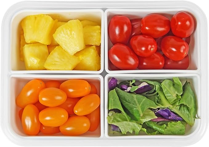 carrotez Food Storage Container with 4 Removable Compartments, Food Prep Container with Airtight Lids, Portion Control Container, Reusable, BPA Free, 6.3 Cup (1500ml)