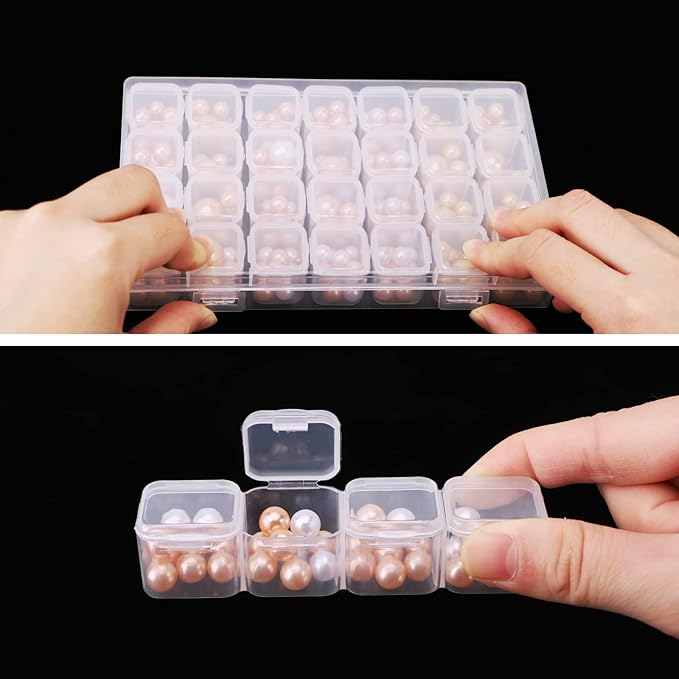 Gem Organizer, Segbeauty Clear Bead Container 28 Compartments with Secure Lids, Removable Tiny Jewelry Storage Box, Transparent Jewelry Organizer for Seeds Craft Making Accessories