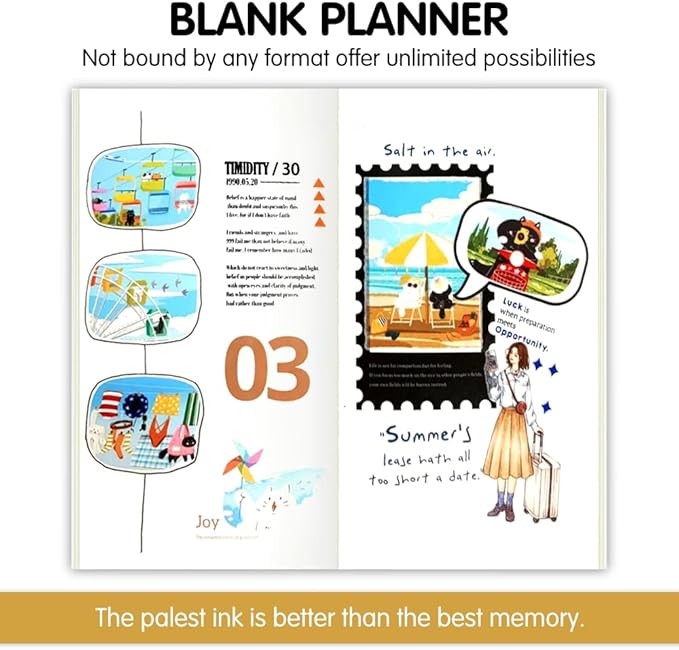 E-WEICHEN Pocket Planner Notebook with Plastic Sleeve, Blank Planner Refills, 30Sheets,8.25x4.25inches Regular TN Journal Notebooks,Travelers Notebook Insert for Sketching & Notes.Starry sky