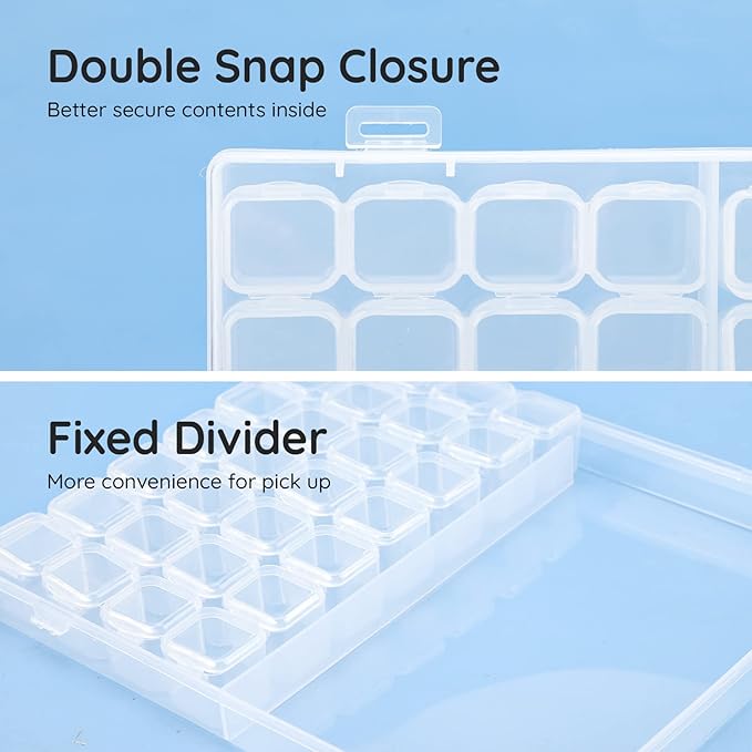 Segbeauty 56 Grids Clear Plastic Organizer Box, Gem Jewelry Storage Container with Dividers, Bead Organizer Earrings Storage Box Seeds Craft Organizers Screw Tool Boxes for Small Parts