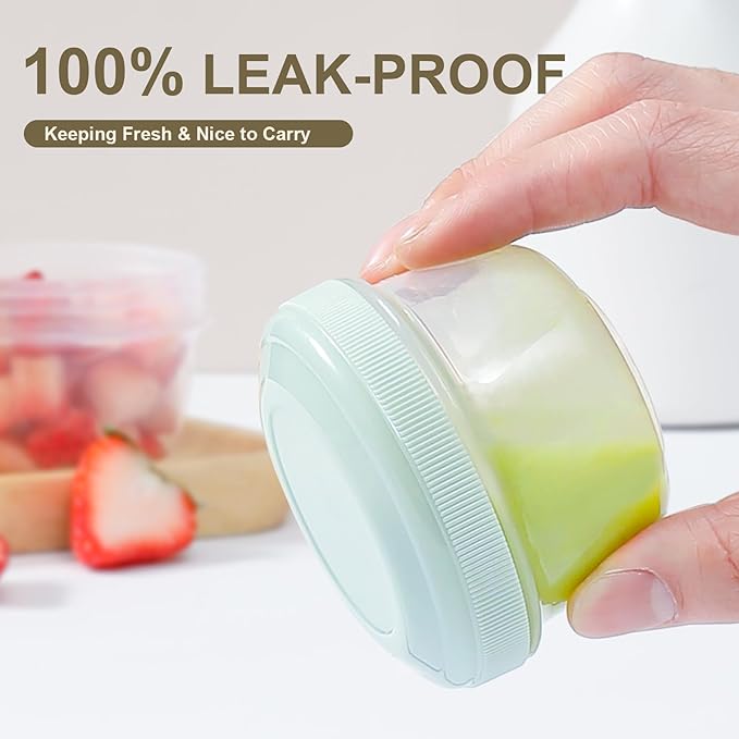 VITEVER [16 Pack] 4 oz Small Containers with Lids, Reusable Plastic Jars for Snack and Puree, Salad Dressing Container to Go, Deli Containers, Freezer Baby Food Containers, Dishwasher Safe, BPA Free