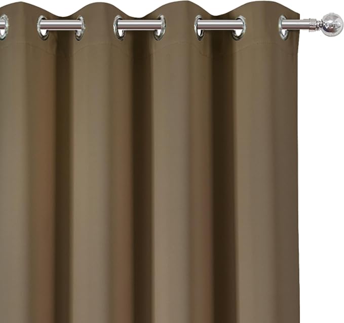LEMOMO Blackout Curtains 66 x 95 inch/Brown Curtains Set of 2 Panels/Thermal - Image 6