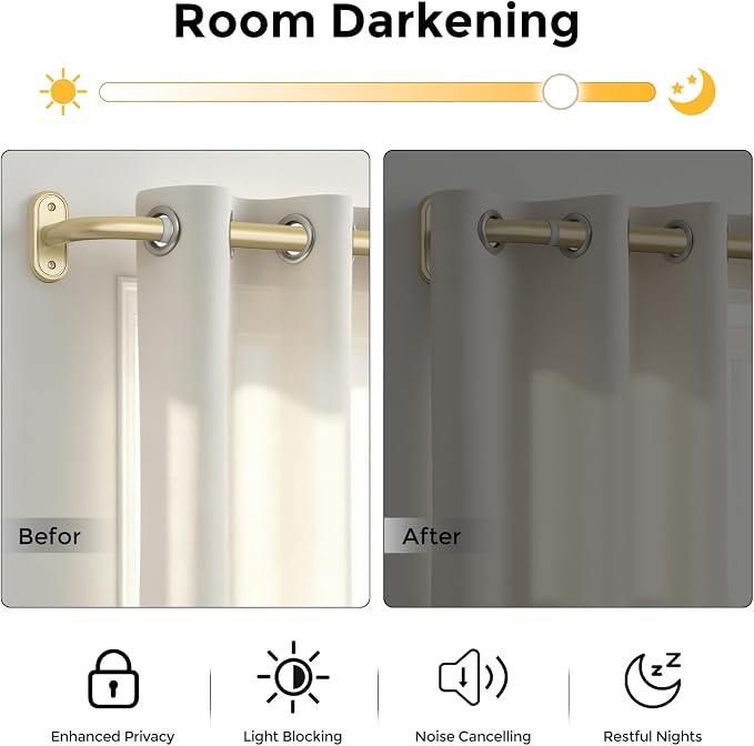 Curtain Rods 36-88 Inch, 1 Inch Adjustable Heavy Duty Room Darkening Window - Image 3