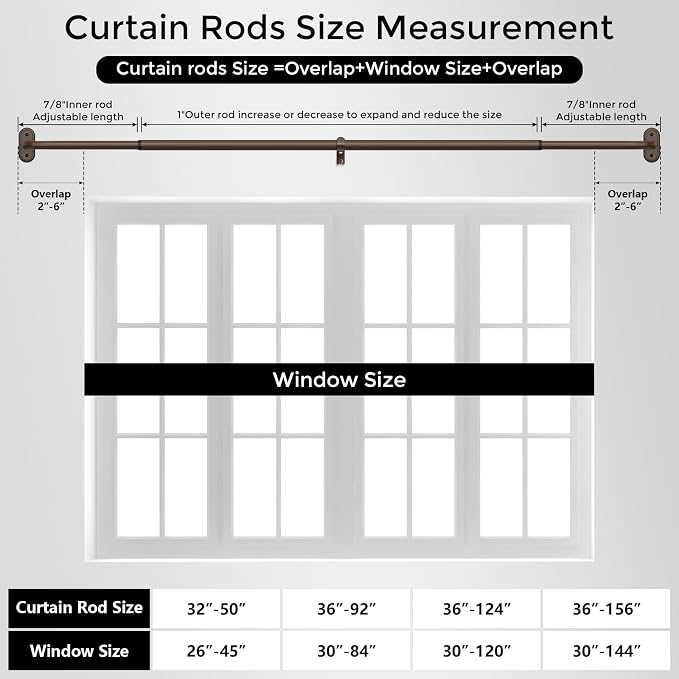 2 Pack Curtain Rods 32-46 Inch, Bronze Wrap Around Blackout Curtain Rods - Image 7