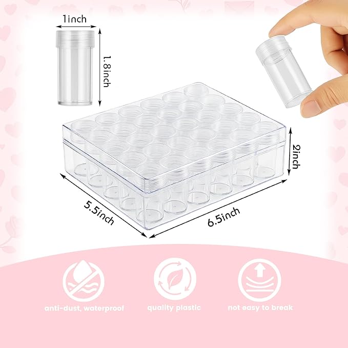 BigOtters 30 Grids Diamond Painting Storage Containers, Portable Bead Art Organizer Case with Lids for Crafts, Jewelry DIY