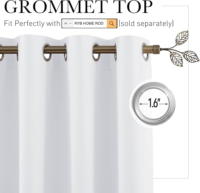 RYB HOME Extra Wide Curtains for Room Divider Blackout Energy Saving Privacy - Image 2