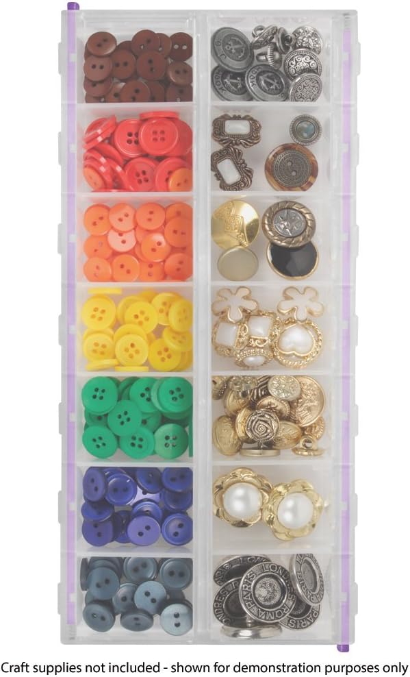 Craft Mates Bead Organizer and Plastic Storage Containers for Crafts, Buttons, Pins and More, 14 Locking Compartments, 2XL, Clear Lids