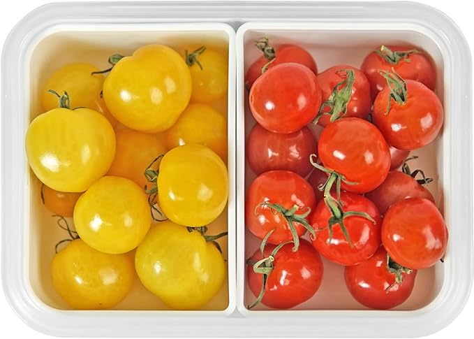 carrotez Food Storage Containers with 2 Removable Compartments, Snack Containers with Airtight Lids, Portion Control Container, Reusable, BPA Free, 2 Cup (480ml)