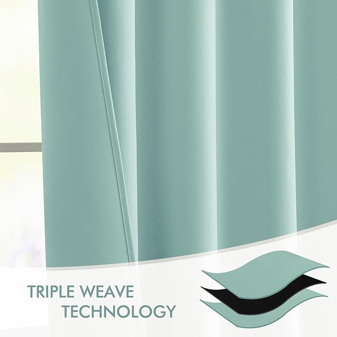 MIULEE Aqua Back Tab Blackout Curtains 108 Inch Long 2 Panels Set - Image 7