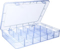 Clear 18 Grids Plastic Organizer Box Storage Beads Organizer with Removable Dividers for Jewelry,Bead Storage Organizer Box,Compartments Organizers,10.8L x7.7Wx1.7H