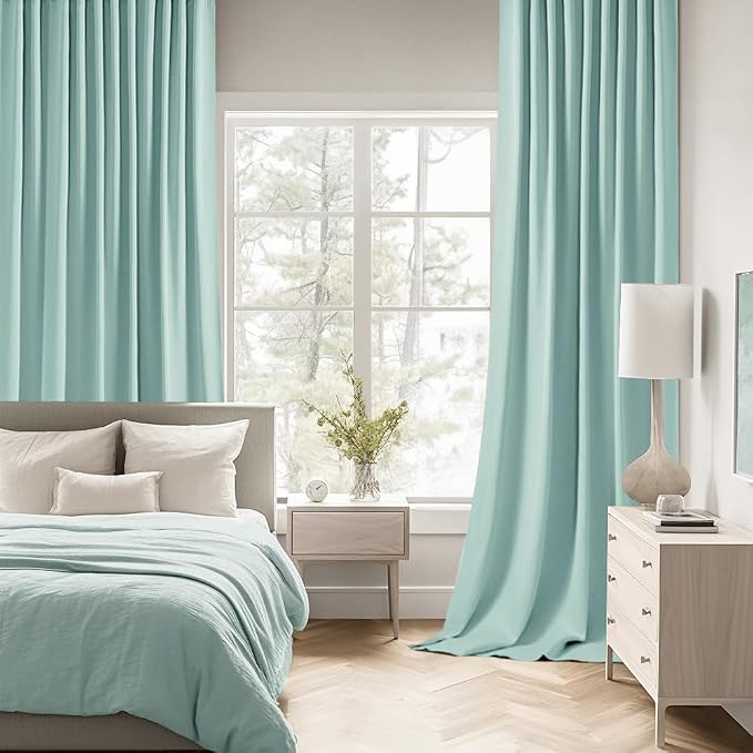 MIULEE Aqua Back Tab Blackout Curtains 84 Inch Length 2 Panels Set - Image 2