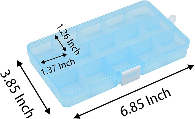4 Pcs 15 Grids 6.85 Inch x 3.85 Inch Adjustable Small Removable Clear Plastic Jewelry Organizer Divider Storage Box Jewelry Earring Tool Containers (4pack(15-Grid ))