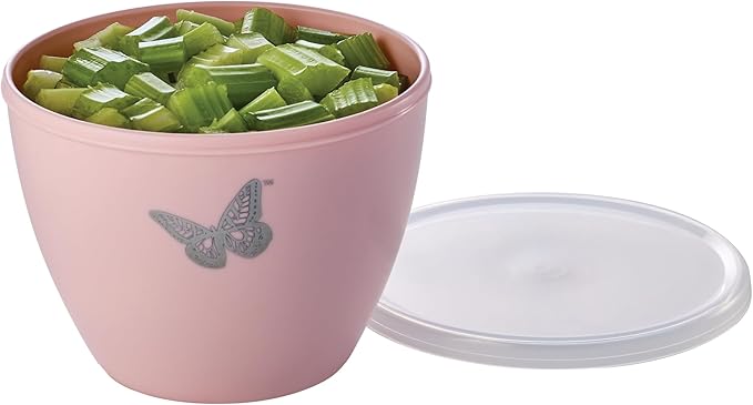 Dolly Parton Prep Bowl Set with Lids – 4-Piece Blush Butterfly Design, Airtight Storage, Mixing and Serving Bowls, Dishwasher Safe, 1–4 Cup Sizes