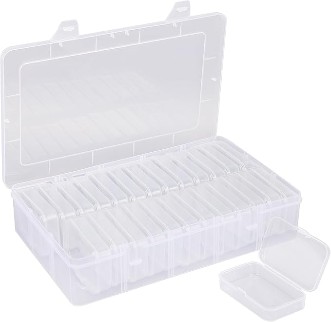 Segbeauty Craft Organizer - 26 Grid Small Storage Box with Hinged Lid, Clear Plastic Bead & Jewelry Storage Container