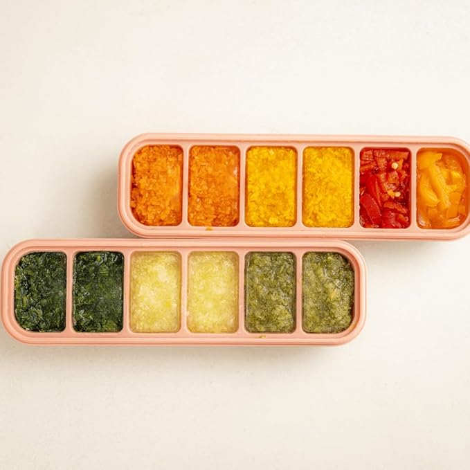 MOMOBIN Silicone Freezer Tray, Made in Korea, Meal Prep, Freeze Food Storage Cubes Trays with Lids for Purees, Soups, Solid Food Fruit Vegitable Brastmilk, Easy and Safe Design