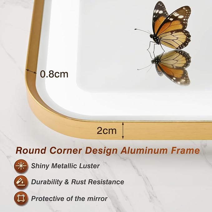 20x28 Inch Gold Framed LED Bathroom Mirror - Image 7