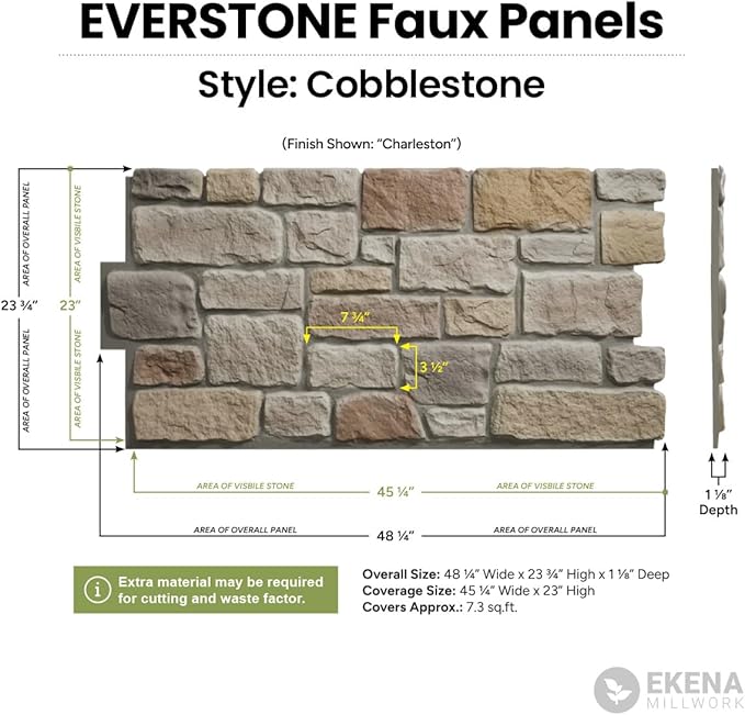 EverStone Cobblestone Faux Stone Panel, Grand Canyon Color - Image 2