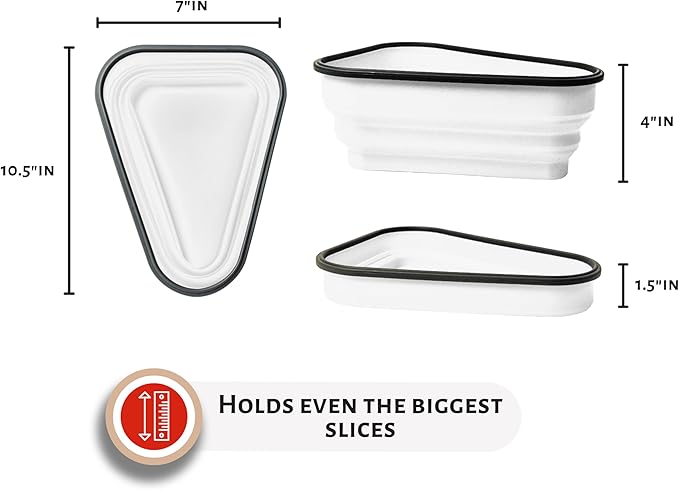 PIZZA PACK The Perfect Reusable Pizza Storage Container with 5 Microwavable Serving Trays - BPA-Free Adjustable Pizza Slice Container to Organize & Save Space, 4 Pack, White