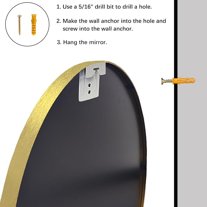 Sunniry Gold Round Mirror, Circle Mirror 26 inch, Round Mirrors - Image 6