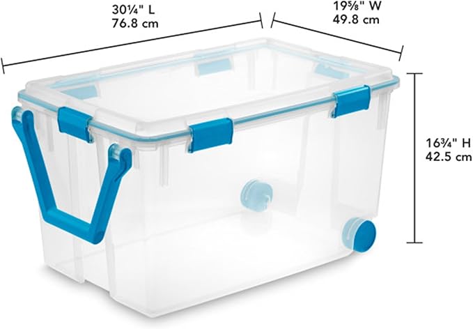 Sterilite 3-Pack Gasket Box, Weather-Resistant Storage Bins with Latching Lids, 120 Quart - Heavy-Duty Organizing Containers for Closet, Bathroom, and Office