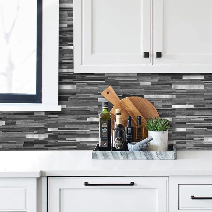 AULIGET Peel and Stick Backsplash, PVC Mixed Metal Stick on Bathroom Backsplash - Image 4