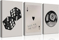 BOKPEN 3Pcs Black and White Poker Dice Canvas Wall Art Funky Retro Y2K Trendy by bokpen