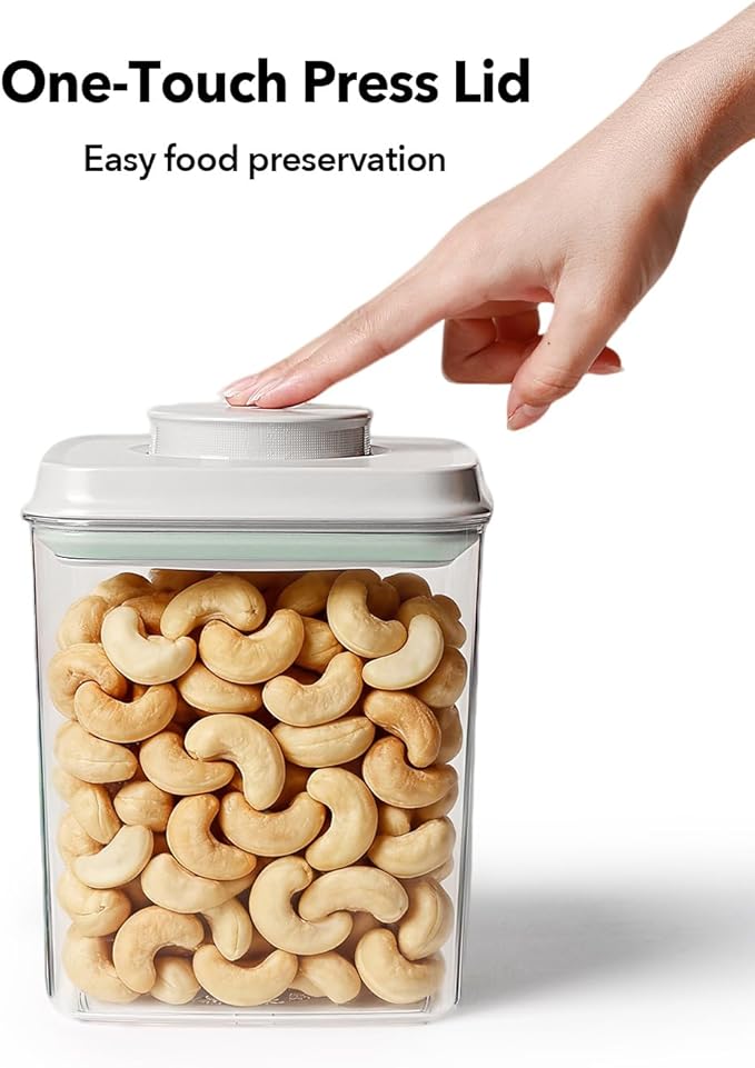 Airtight Food Storage Containers Set with One-Touch Lid, 2-Pack (4.22 QT / 4.0 L) Tall Stackable Durable PET for Bulk Rice, Flour & Baking Essentials Organizer.