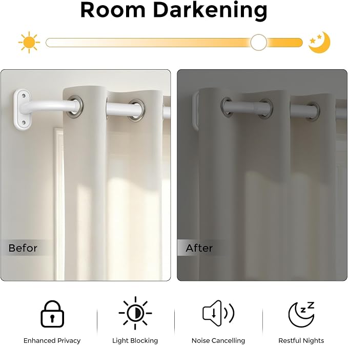 Curtain Rods 32-46 Inch, 1 Inch Adjustable Heavy Duty Room Darkening Window - Image 3
