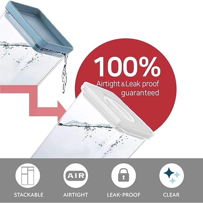 Neoflam Airtight Smart Seal Food Storage Container | Crystal Clear Body | Modular, Stackable, Nestable Design (Set)