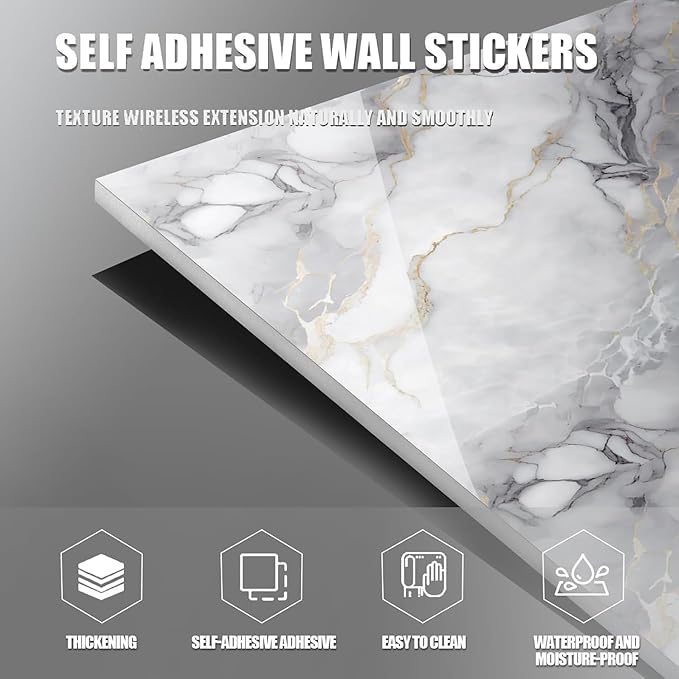 Chejiaye Thick 10pcs Marble Peel and Stick Backsplash Surface Waterproof Wall - Image 7